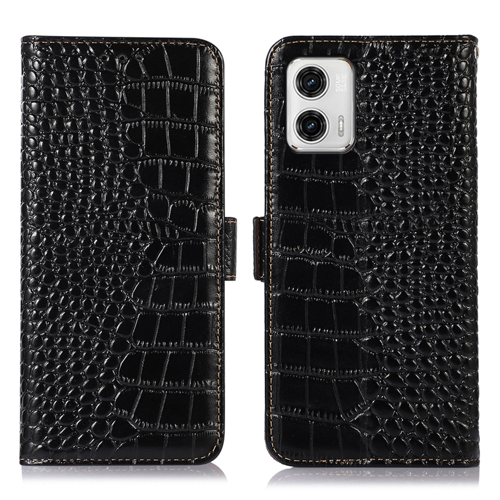Phone Stand Case for Motorola Moto G73 5G RFID Blocking Genuine Cowhide Leather Wallet Phone Cover Phone Stand Case for Motorola Moto G73 5G RFID Blocking Genuine Cowhide Leather Wallet Phone Cover